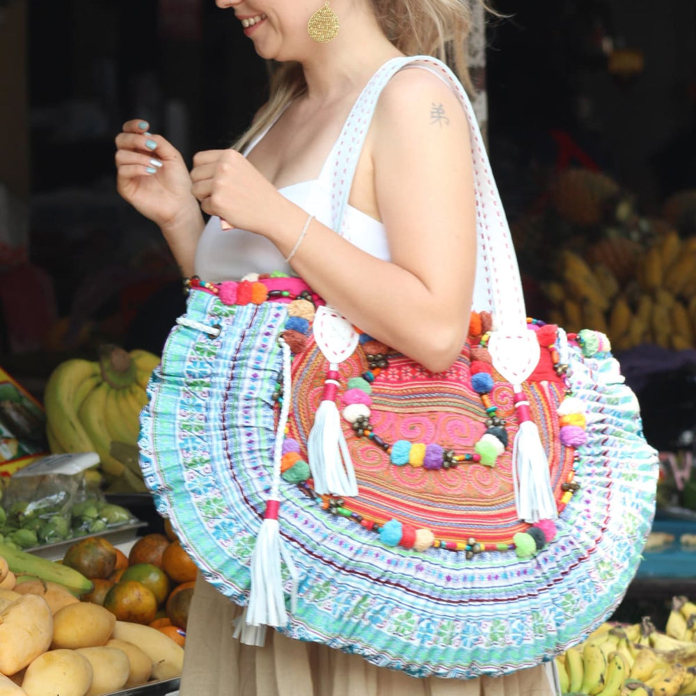 Boho bag - colorful hippie bag, handmade bohemian shoulder bag
