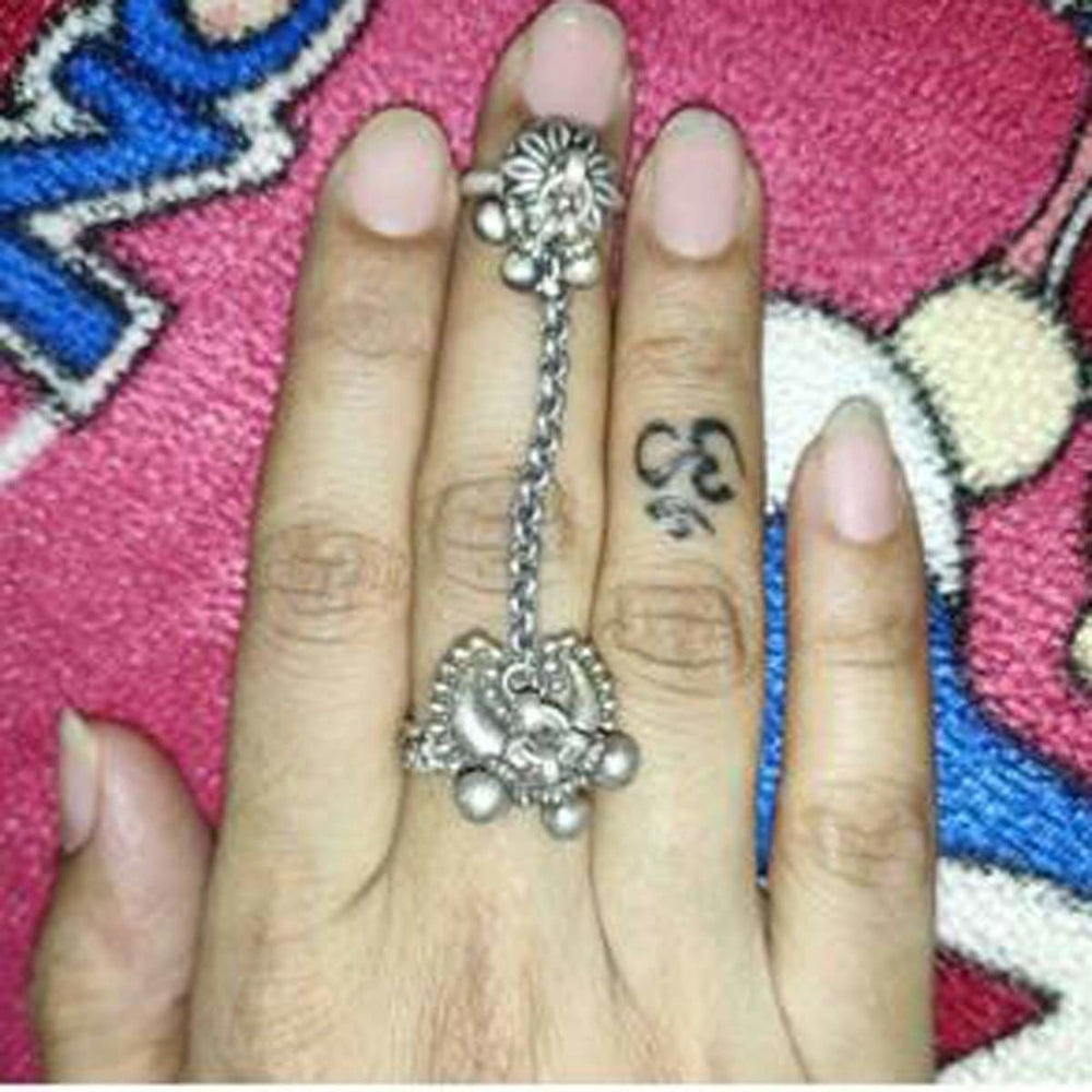 Double finger AD ,kundan and ruby design adjustable ring – Odara Jewellery