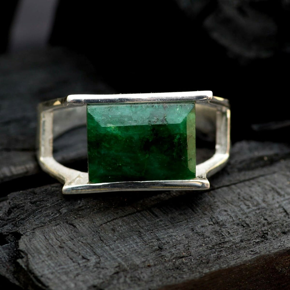 Emerald Ring panna Ring ing emerald silver ring in small stones