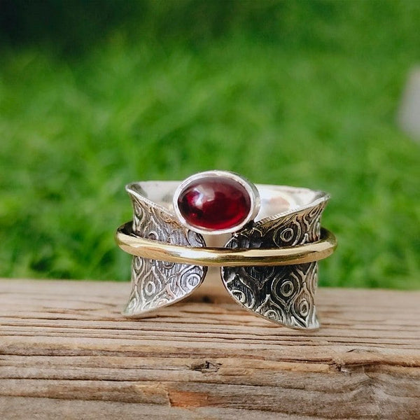 Boho Ruby 925 Solid Sterling Silver Ring Gift for Women