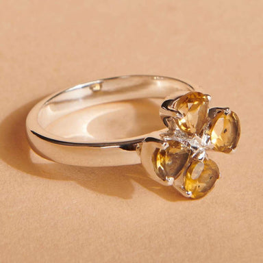 14k Yellow Gold 0.01ctw Citrine & Diamond Heart Flower Ring Size 6.75 –  Direct Source Gold & Diamond
