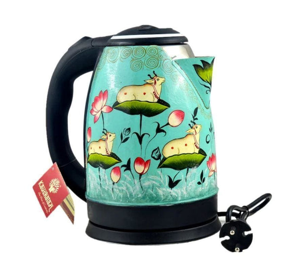 Hand painted electric tea kettle: Mughal painting Pichwai painting kettle —  Discovered