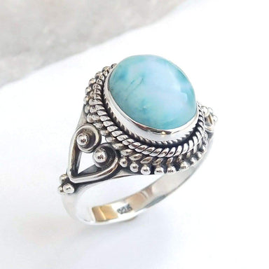 Larimar 925 Silver Plated Ring Fashion Handmade Jewelry US Size 7.25  R-23361