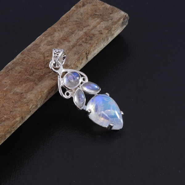 Sterling Silver High Priestess with Rainbow Moonstone Necklace