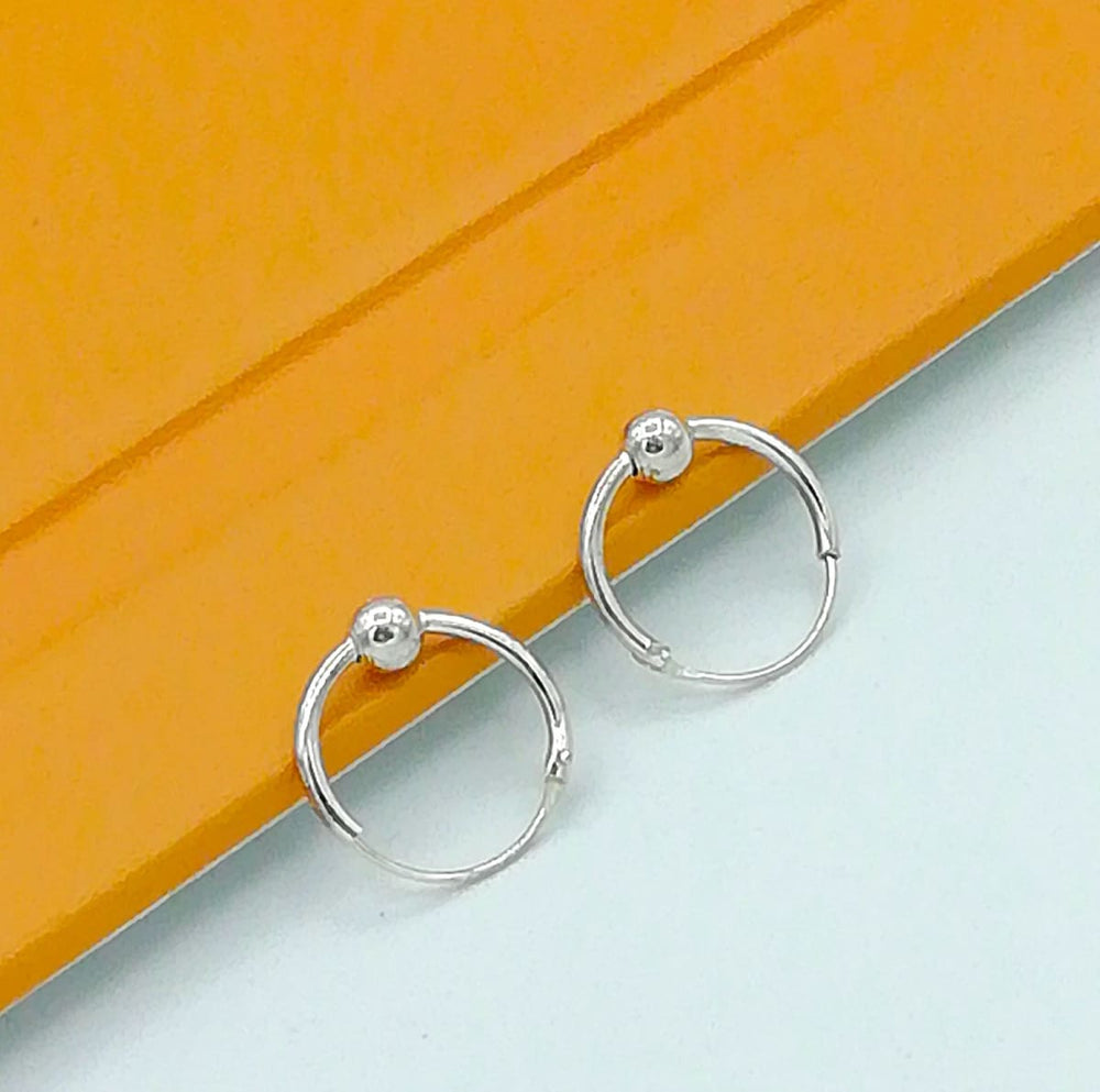 Minimalist Tiny Silver Hoop Earrings Ball Hoop Earrings 