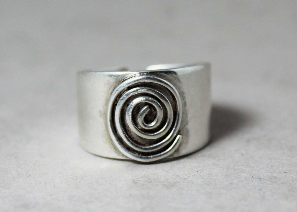 Spiral Ring Silver Ring Wide Band Ring Silver Spiral Ring Band Ring  Handmade — Discovered