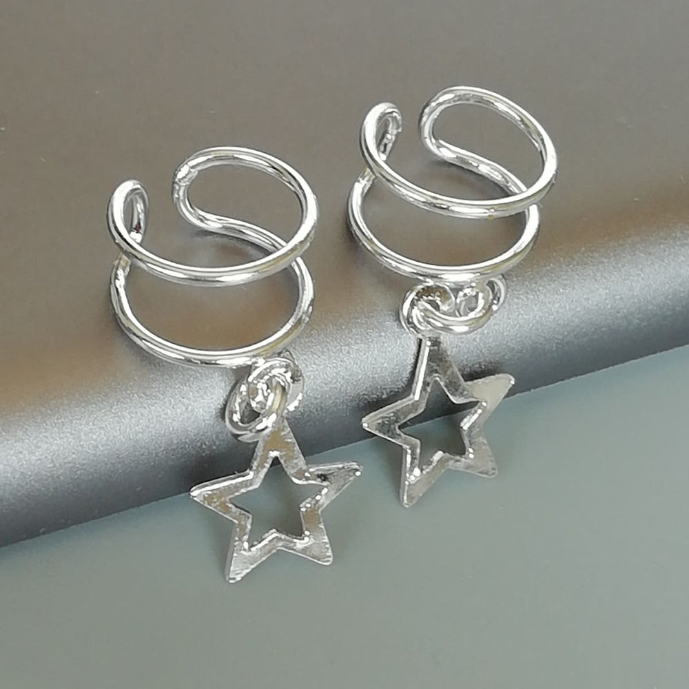 Ear cuff no piercing with a star in sterling silver